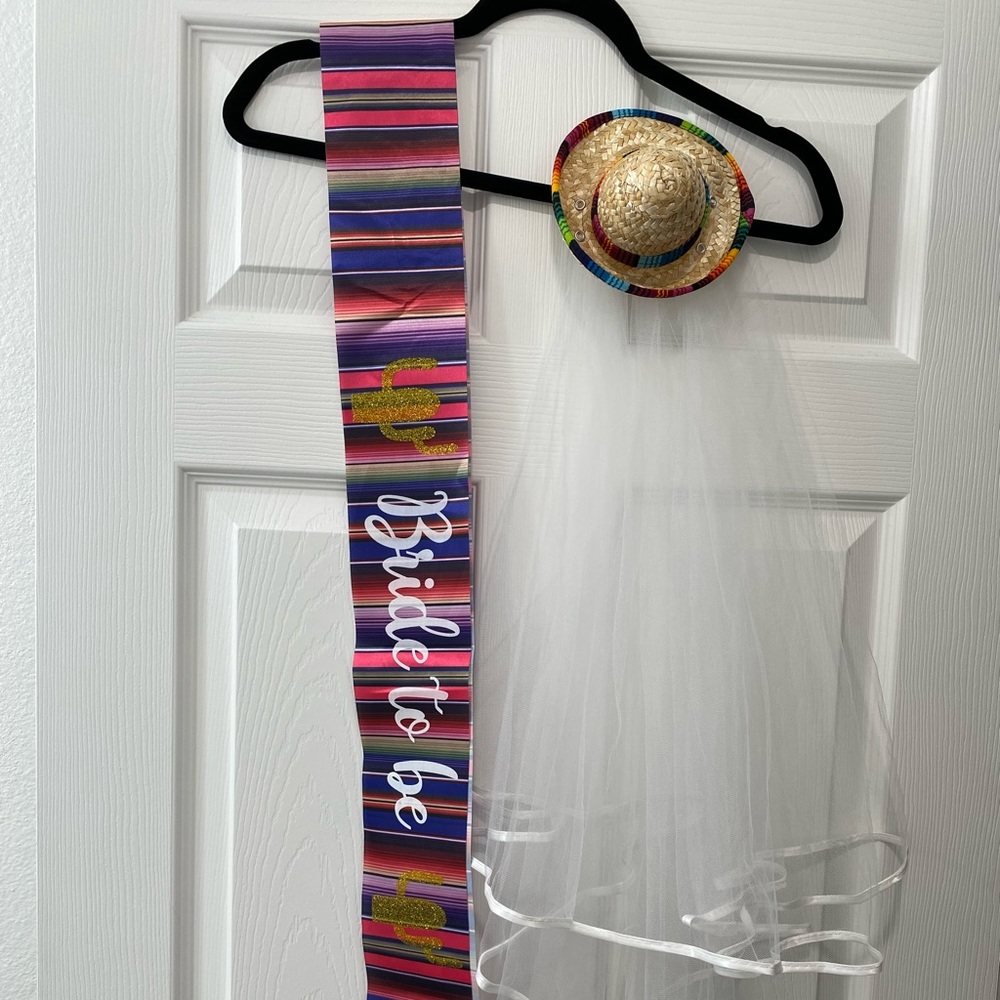 Bachelorette sombrero veil and sash